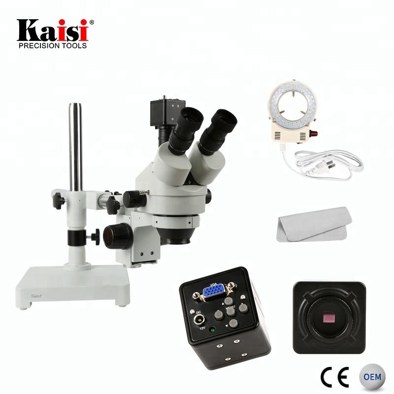 Kaisi 7X-45X Digital Zoom PCB  - Trinocular Stereo Microscope 7X-45X 评论和价格