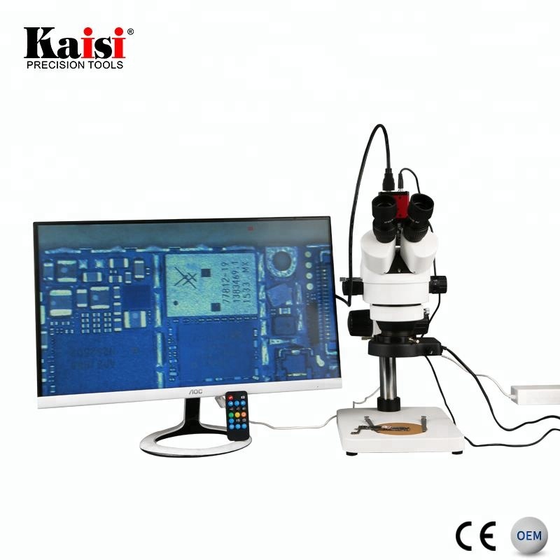 Kaisi 7X-45X Digital Zoom PCB  - Trinocular Stereo Microscope 7X-45X 评论和价格